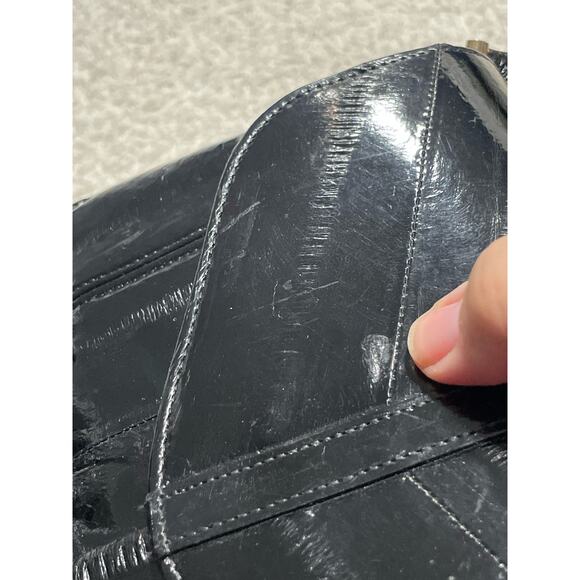 Vintage Women's Eel Skin Leather of the Sea Shoulder Bag Black Mini Purse - Picture 8 of 13